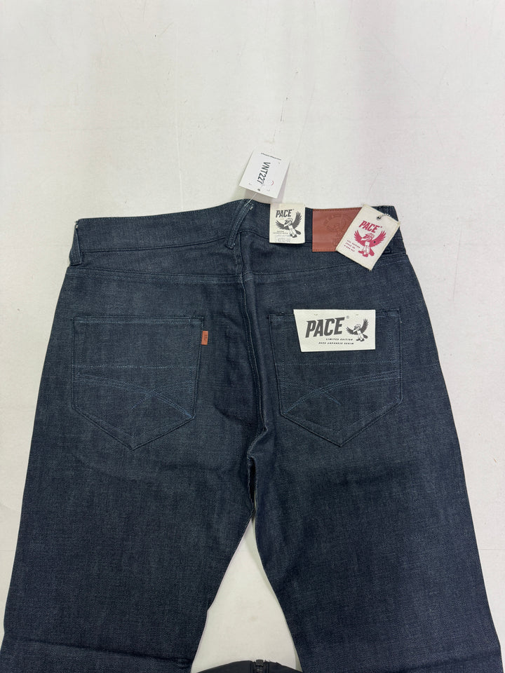 Pace limited Edition W34 L34 cimosa jeans nuovo Deadstock red line selvedge rivets