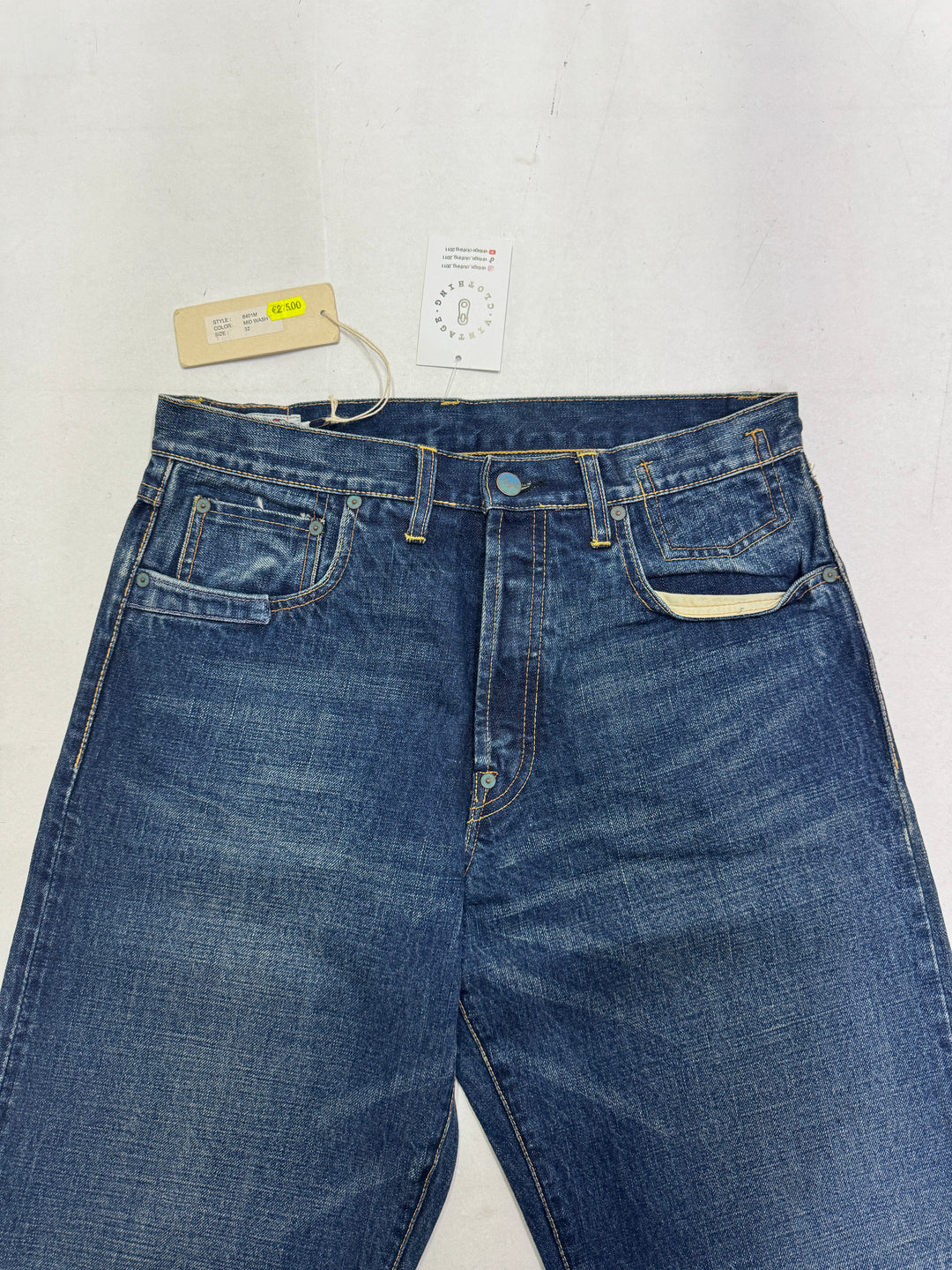 Duffer W32 cimosa e rivetti jeans nuovo Deadstock red line selvedge