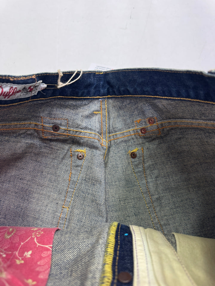 Duffer W32 cimosa e rivetti jeans nuovo Deadstock red line selvedge