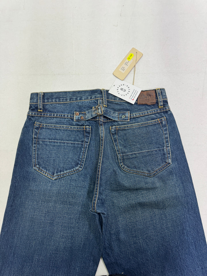 Duffer W32 cimosa e rivetti jeans nuovo Deadstock red line selvedge