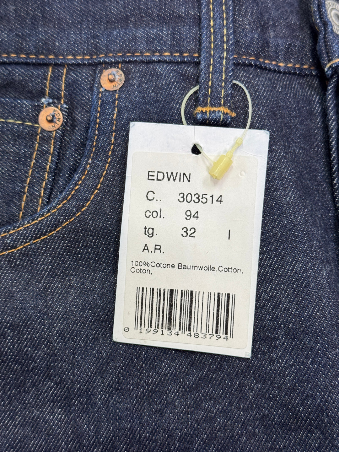 Edwin Special X Model W32 L33 cimosa jeans nuovo Deadstock red line