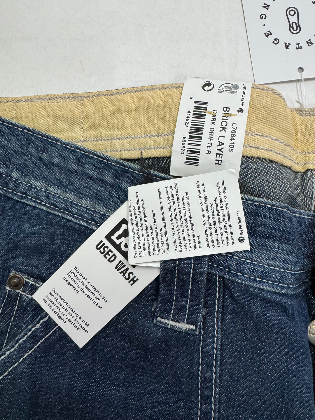 Lee Union Alls Brick Layer W29 L34 cargo nuovo deadstock