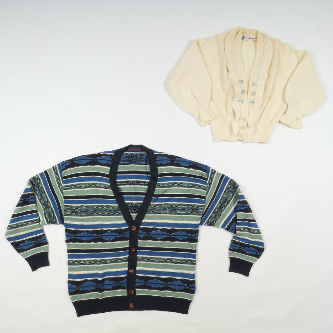 Cardigan vintage in lana box da 23 pz uomo e donna colorati