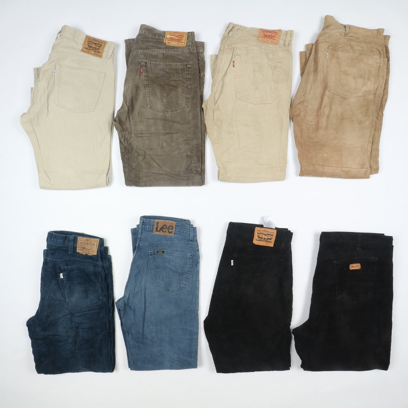 Levi's, Lee e Wrangler pantaloni vintage in velluto lotto stock da 33 paia corduroy