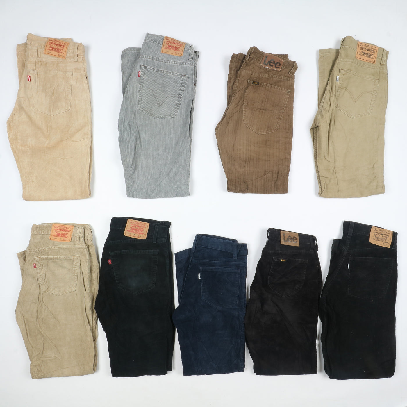 Carrera e Rifle pantaloni vintage in velluto lotto stock da 33 paia corduroy