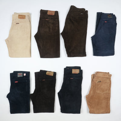 Carrera e Rifle pantaloni vintage in velluto lotto stock da 35 paia corduroy