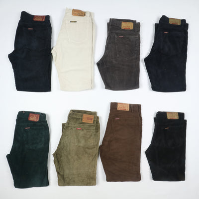 Carrera e Rifle pantaloni vintage in velluto lotto stock da 35 paia corduroy