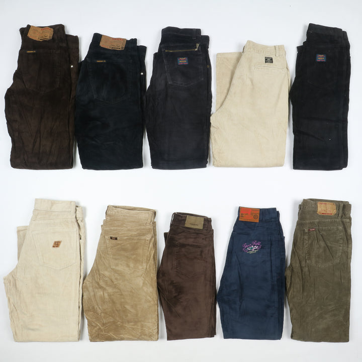 Carrera e Rifle pantaloni vintage in velluto lotto stock da 35 paia corduroy