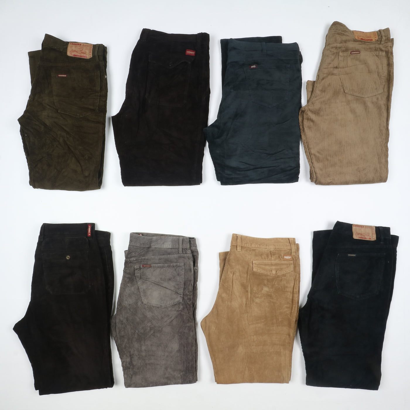 Carrera e Rifle pantaloni vintage in velluto lotto stock da 35 paia corduroy