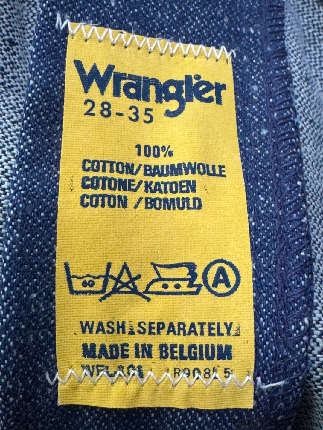 Wrangler western cut rivets W28 L35 made in Belgium anni 70&