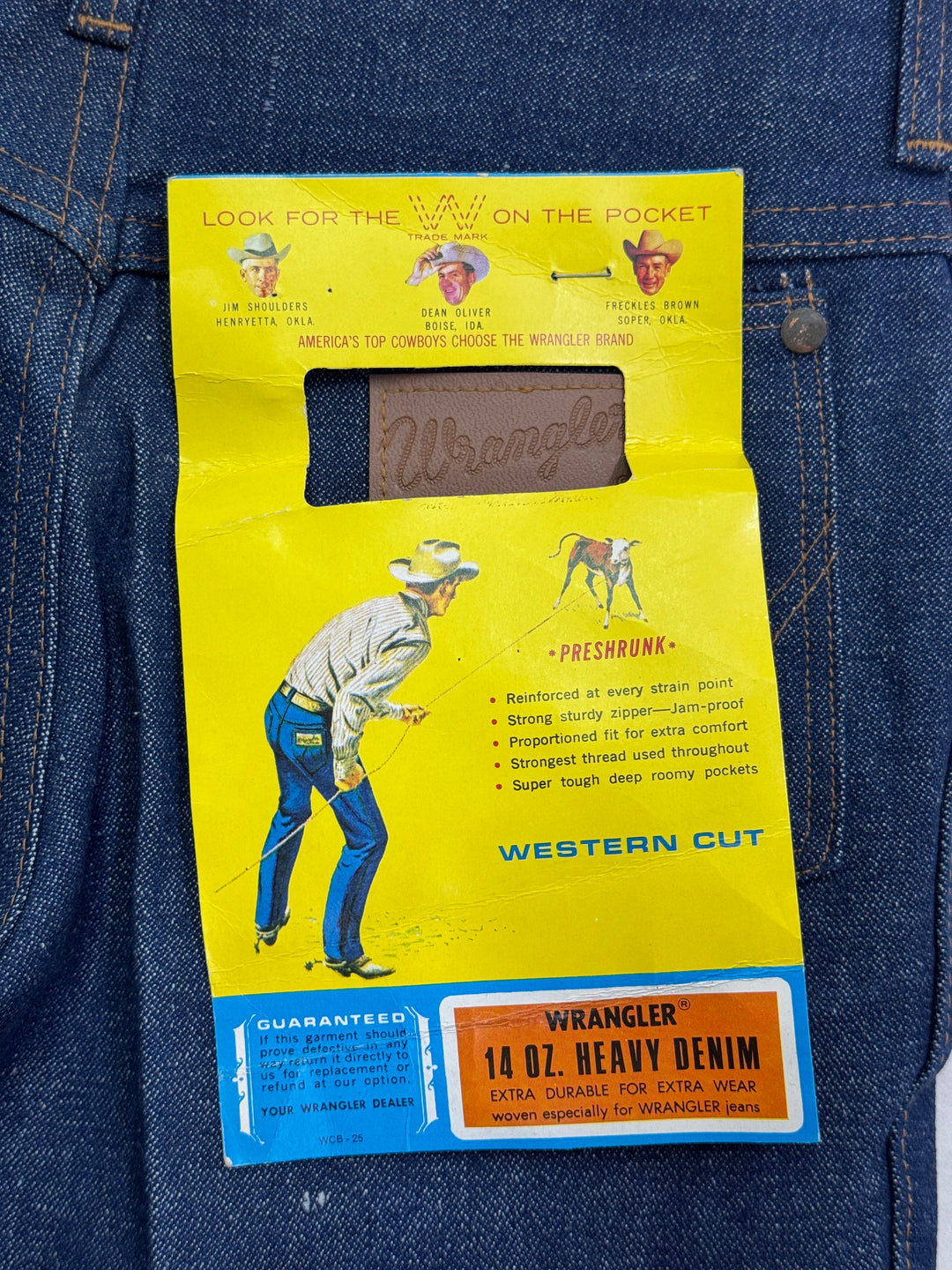 Wrangler western cut rivets W28 L35 made in Belgium anni 70&