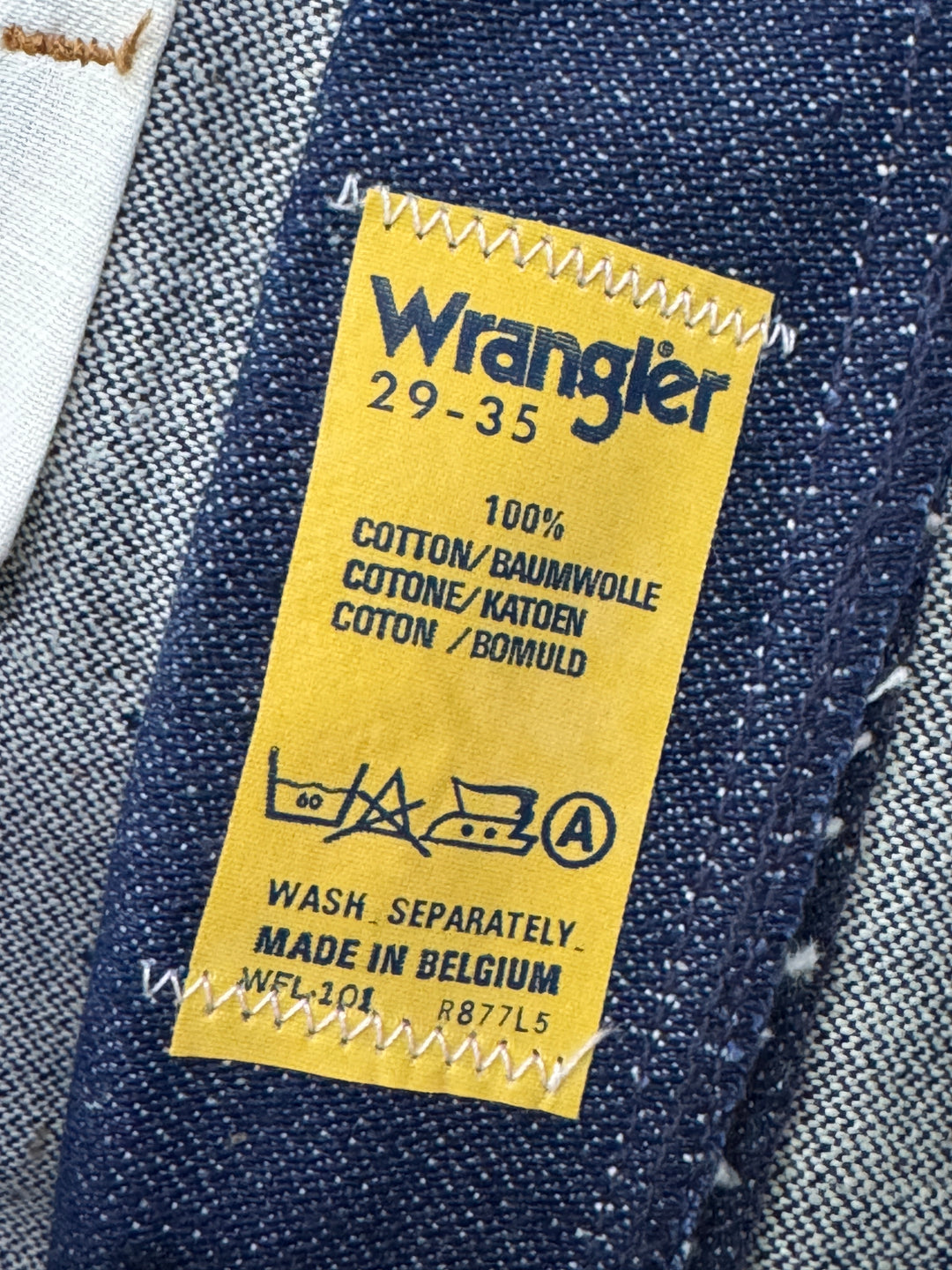 Wrangler western cut rivets W29 L35 made in Belgium anni 70&