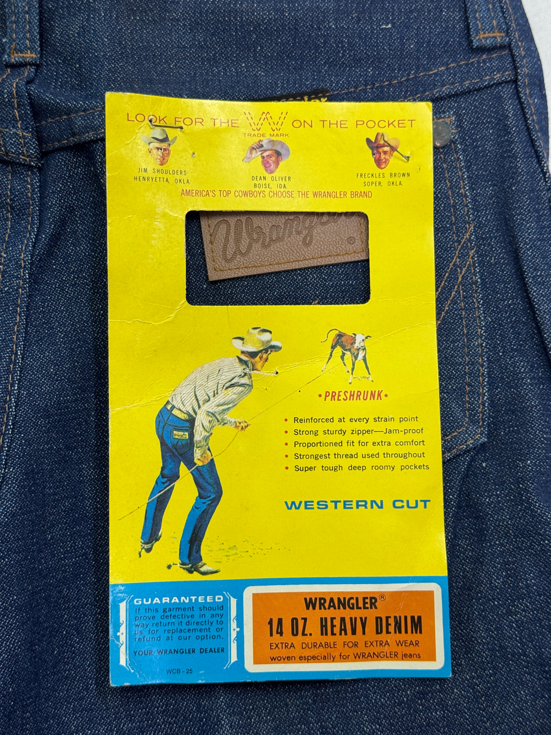 Wrangler western cut rivets W29 L35 made in Belgium anni 70&