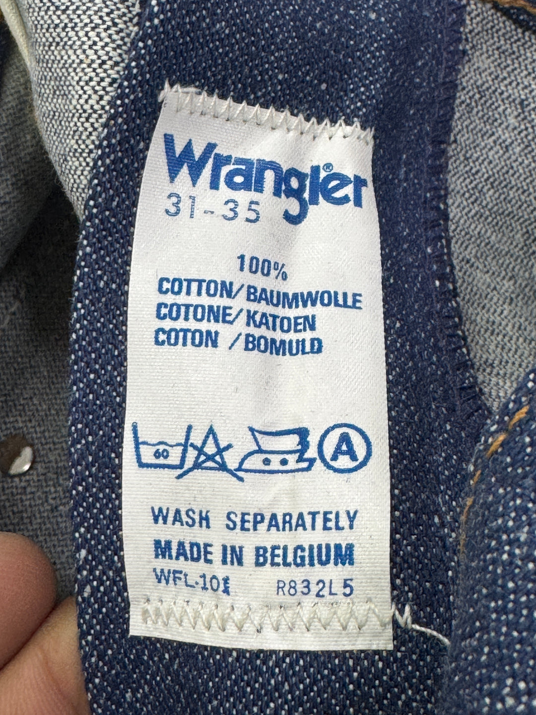 Wrangler western cut rivets W31 L35 made in Belgium anni 70&