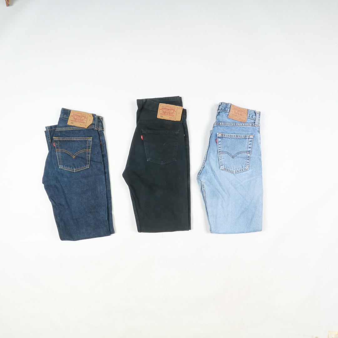 Levi's made in UK, Spain e France 501 e zip fly stock da 27pz colorati e denim