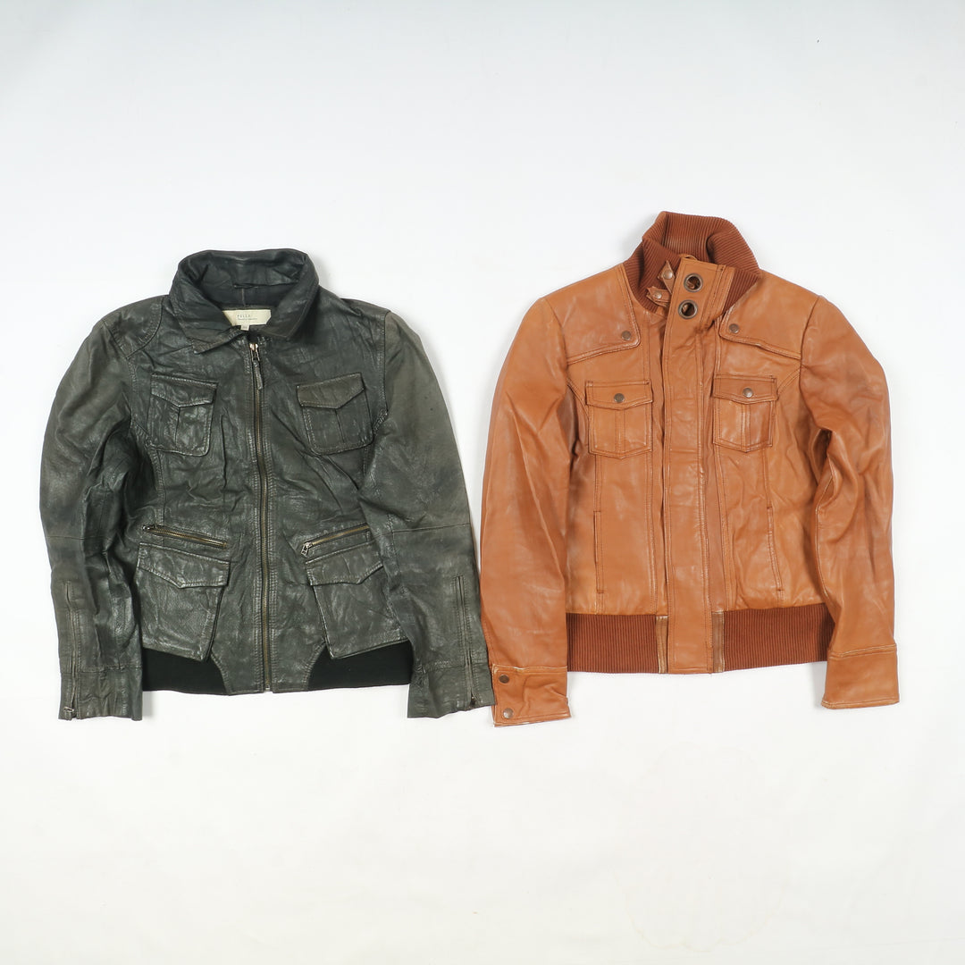 Box mix abbigliamento vintage in pelle Uomo e Donna 20 pz stock leather jacket