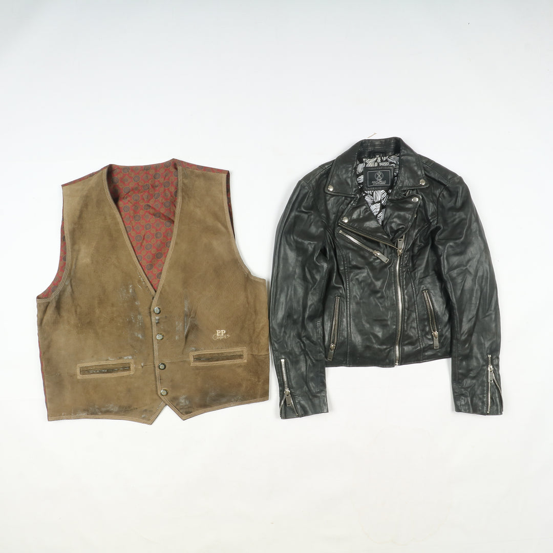 Box mix abbigliamento vintage in pelle Uomo e Donna 20 pz stock leather jacket