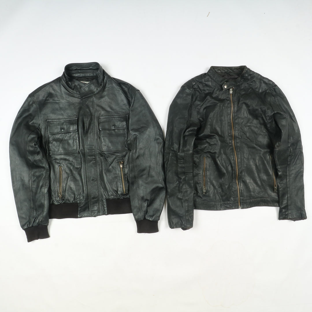Box mix abbigliamento vintage in pelle Uomo e Donna 20 pz stock leather jacket