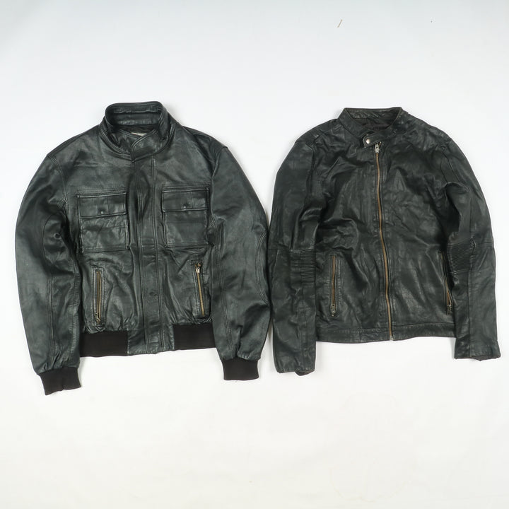 Box mix abbigliamento vintage in pelle Uomo e Donna 20 pz stock leather jacket
