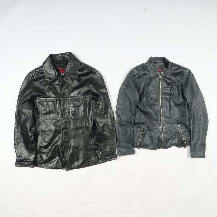 Box mix abbigliamento vintage in pelle Uomo e Donna 9 pz stock leather jacket