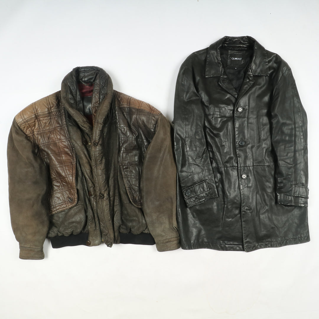 Box mix abbigliamento vintage in pelle Uomo e Donna 9 pz stock leather jacket