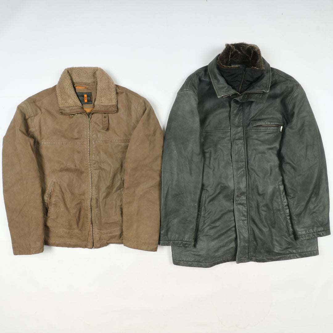 Box mix abbigliamento vintage in pelle Uomo e Donna 9 pz stock leather jacket