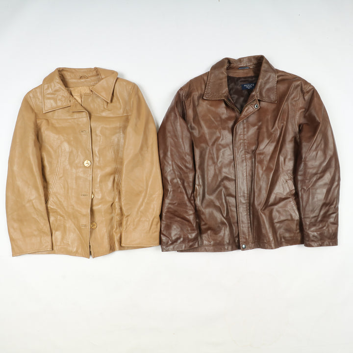 Box mix abbigliamento vintage in pelle Uomo e Donna 9 pz stock leather jacket