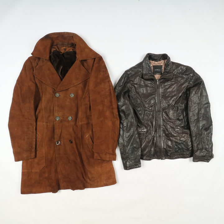 Box mix abbigliamento vintage in pelle Uomo e Donna 14 pz stock leather jacket
