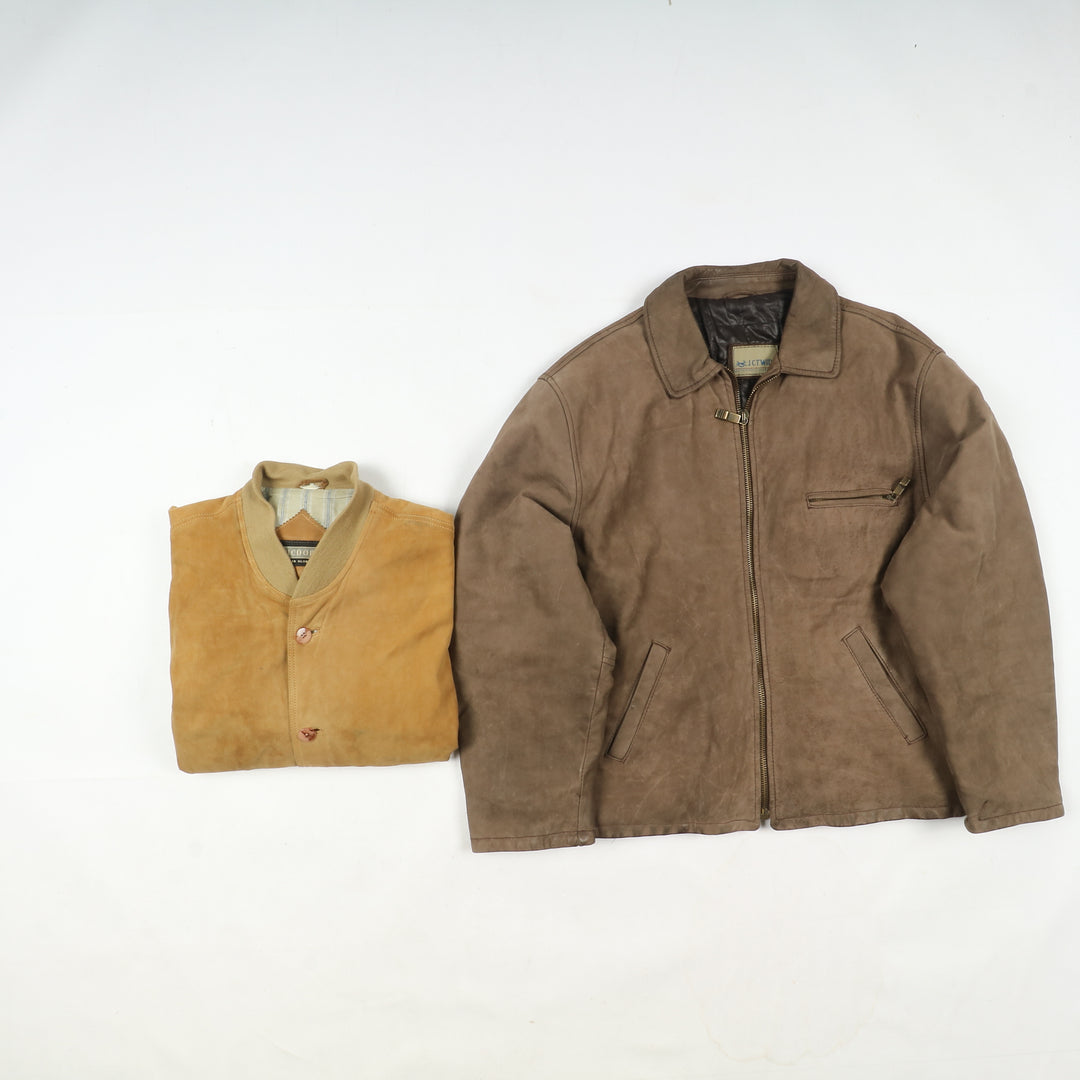 Box mix abbigliamento vintage in pelle Uomo e Donna 14 pz stock leather jacket