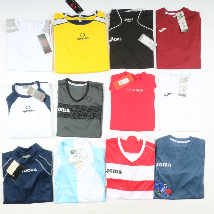 Magliette t-shirt sportive da calcio nuove 97pz uomo e donna Sportika, Macron, Royal, Joma