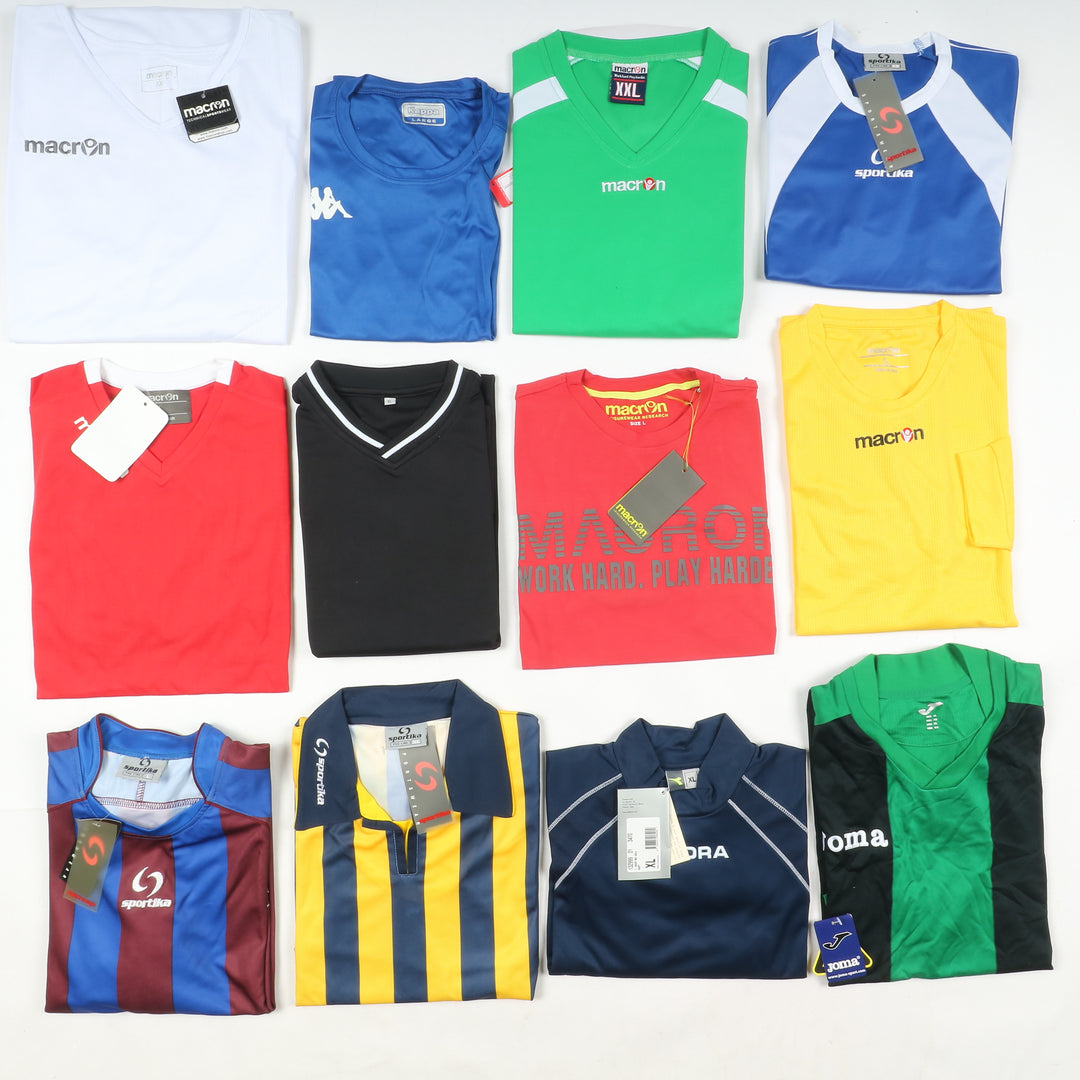 Magliette t-shirt sportive da calcio nuove 100pz uomo e donna Sportika, Macron, Royal, Joma