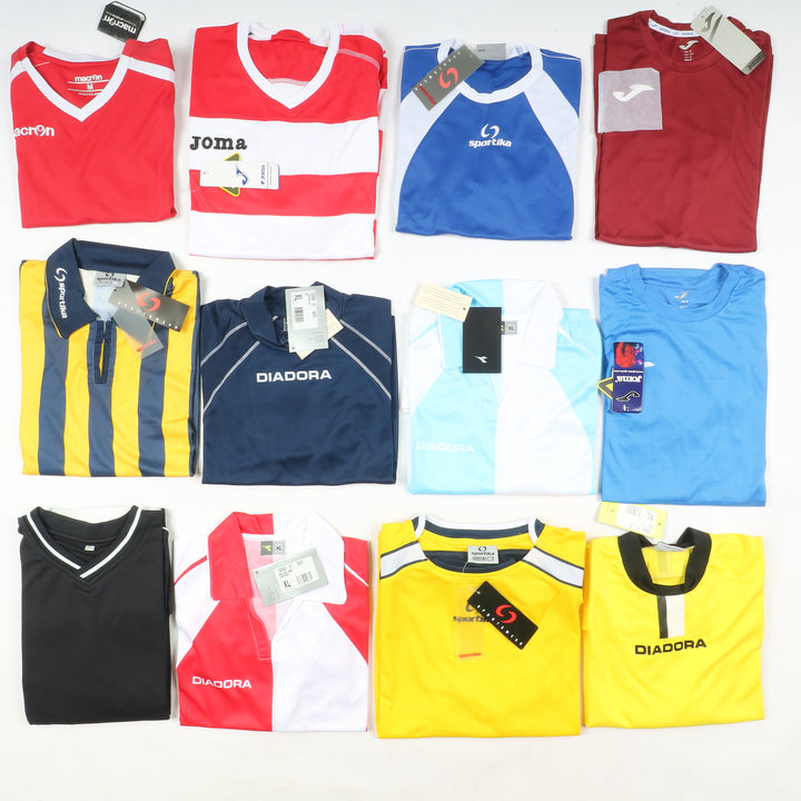 Magliette t-shirt sportive da calcio nuove 99pz uomo e donna Sportika, Macron, Royal, Joma