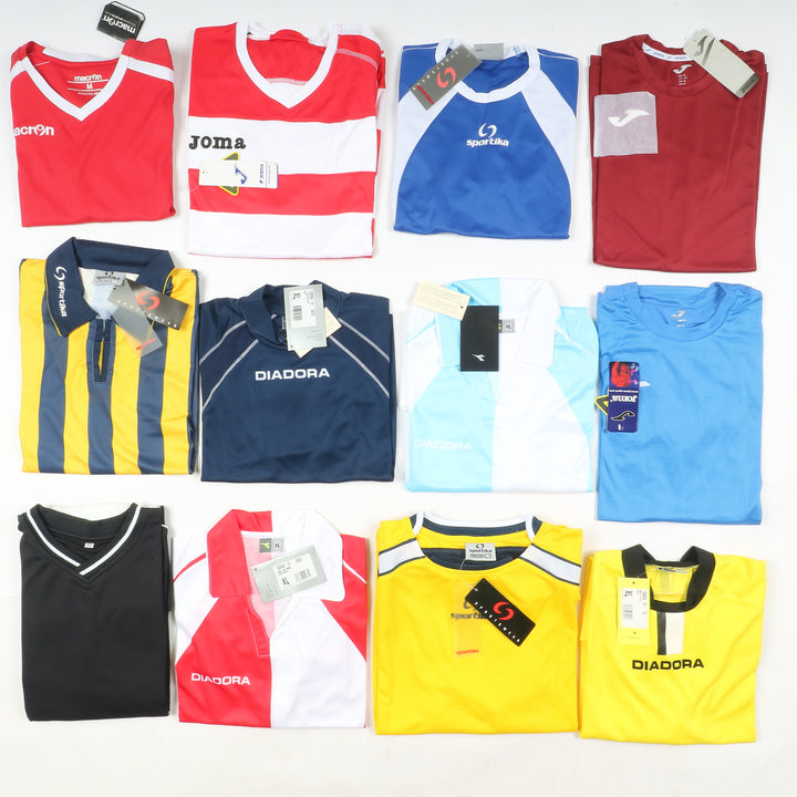 Magliette t-shirt sportive da calcio nuove 99pz uomo e donna Sportika, Macron, Royal, Joma