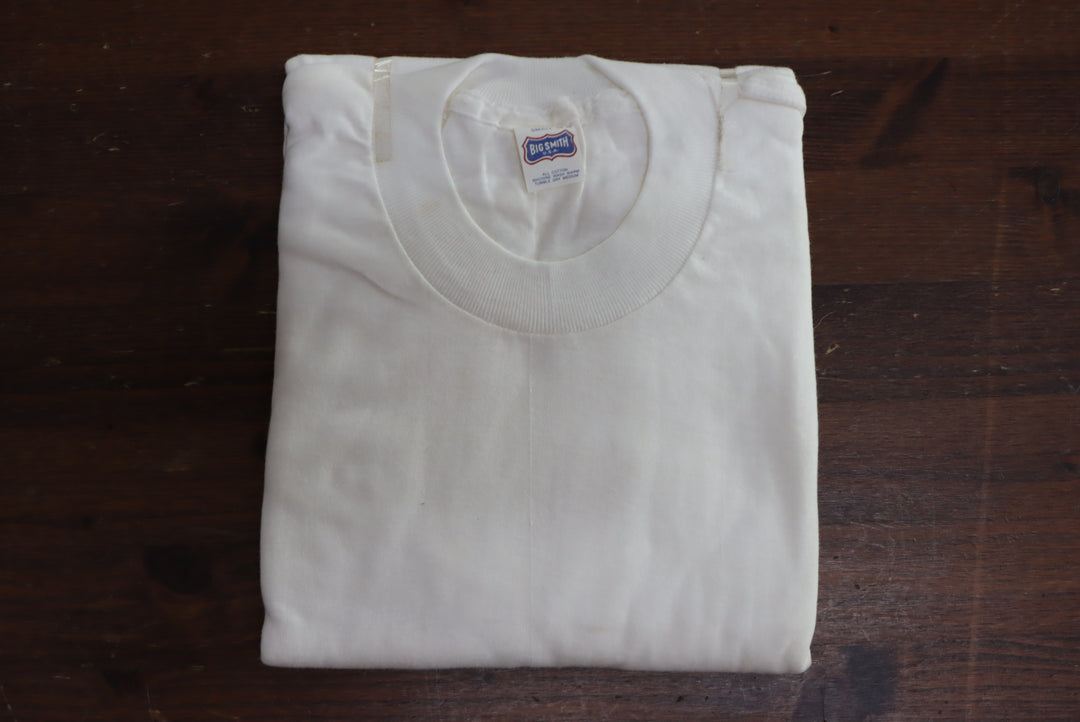 Big Smith made in USA t-shirt vintage box da 3pz bianca mezza manica nuova deadstock
