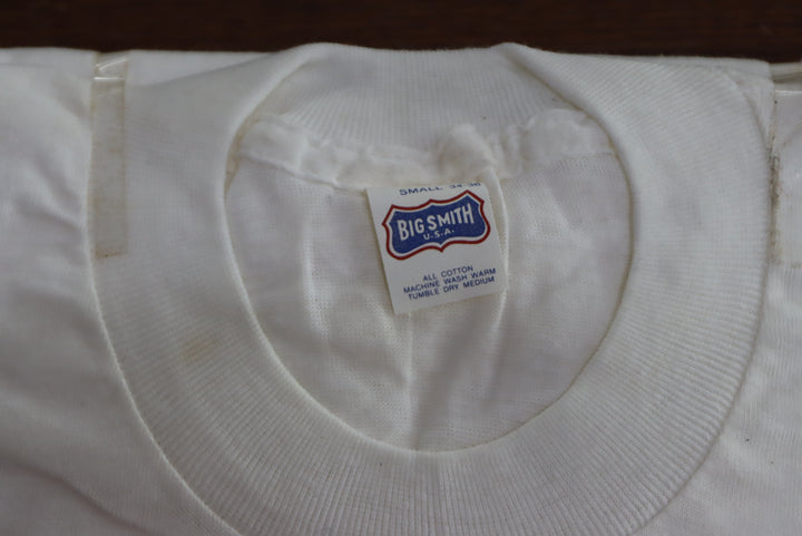 Big Smith made in USA t-shirt vintage box da 3pz bianca mezza manica nuova deadstock