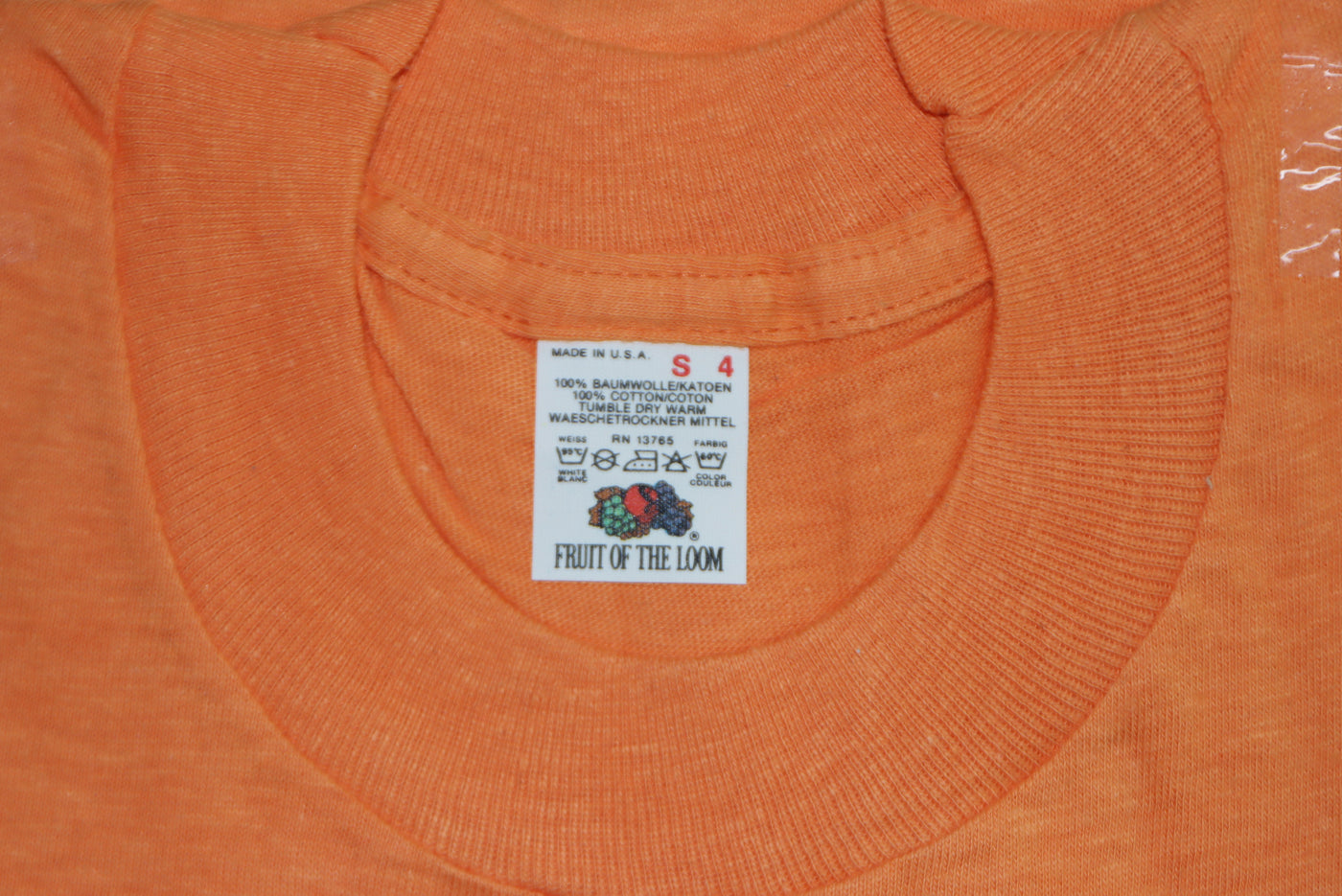 Fruit Of The Loom made in USA T-shirt Taglia S vintage mezza manica nuova deadstock