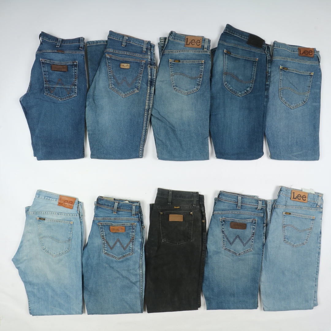 Lee e Wrangler jeans denim e nero Grado B Box da 31pz uomo