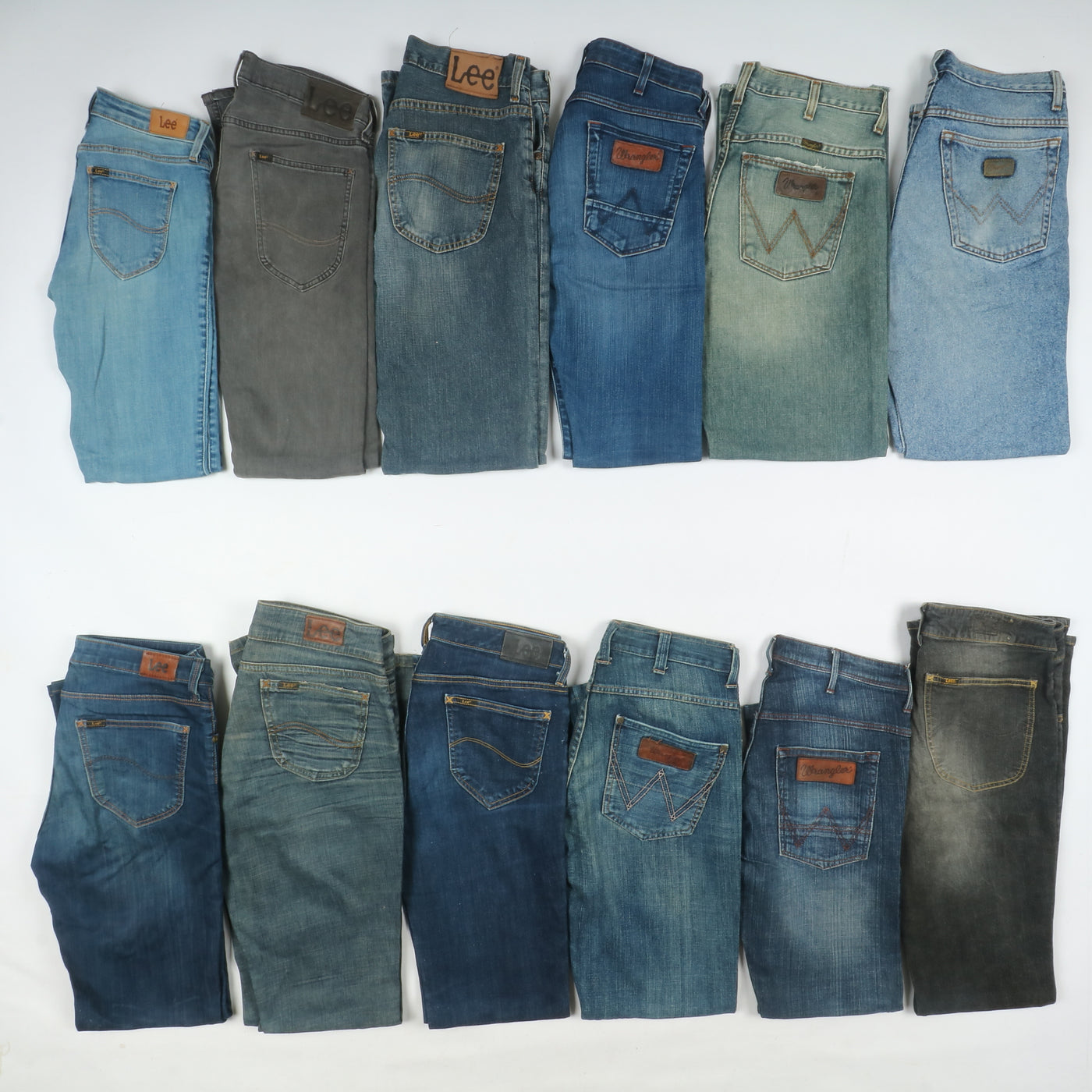 Lee e Wrangler jeans denim e nero Grado B Box da 35pz Uomo