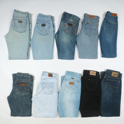Lee e Wrangler jeans denim e nero Grado B Box da 35pz Donna