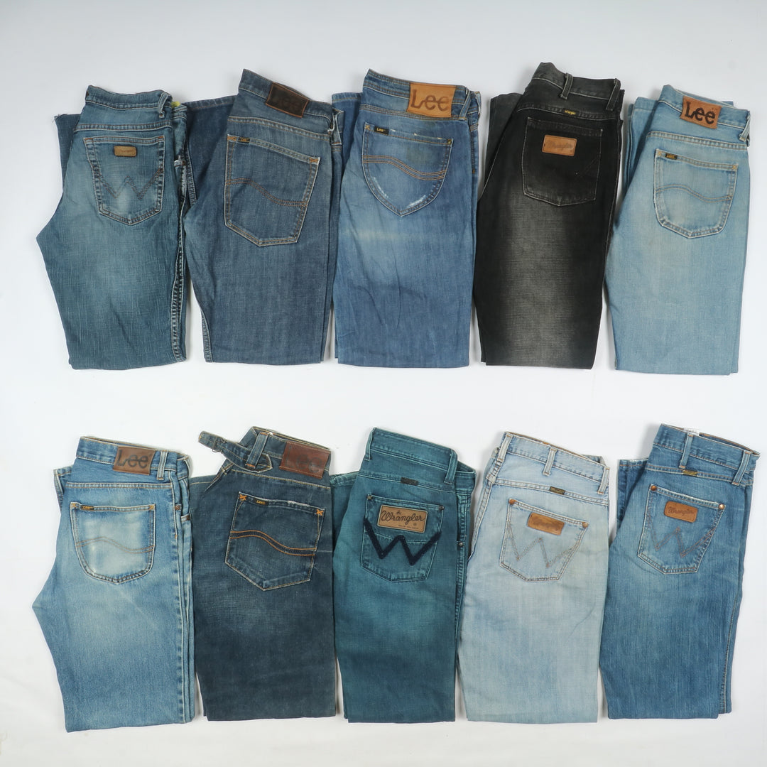 Lee e Wrangler jeans denim e nero Grado B Box da 35pz Uomo