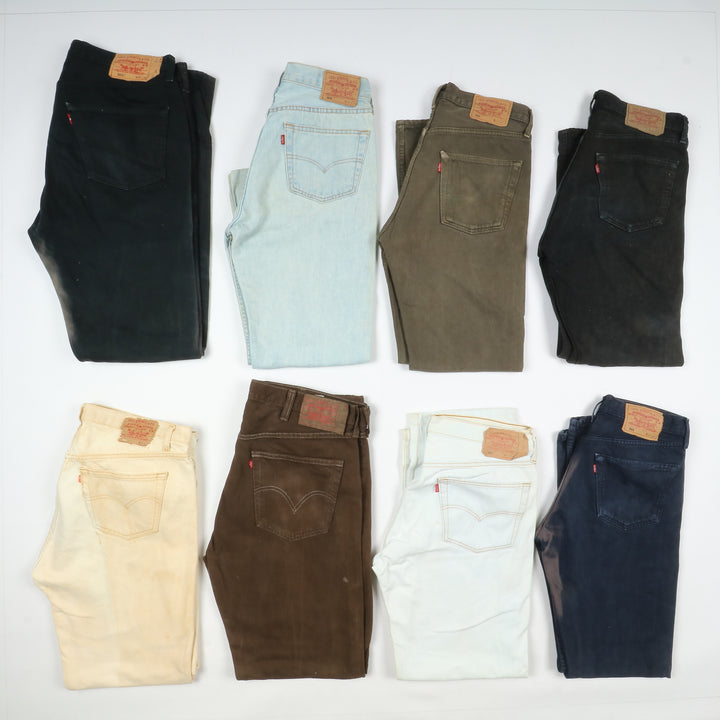 Levi's 501 e zip fly per rework custom stock da 85pz colorati e denim remake