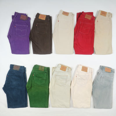 Levi's 501 made in USA, Grado B, stock da 31pz colorati