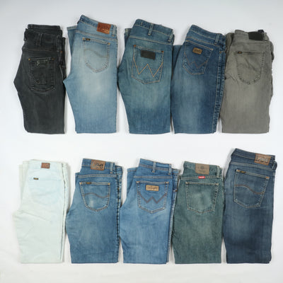Lee e Wrangler jeans denim e nero Grado B Box da 31pz uomo