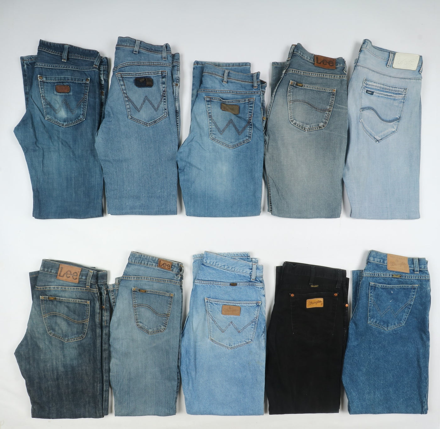 Lee e Wrangler jeans denim e nero Grado B Box da 31pz uomo