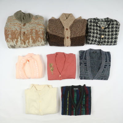 Cardigan vintage invernali uomo donna colorati box da 19 pz
