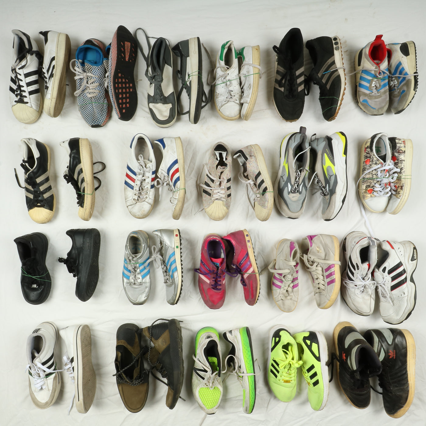 Stock scarpe sportive box da 21pz vintage Adidas, puma, timberland....