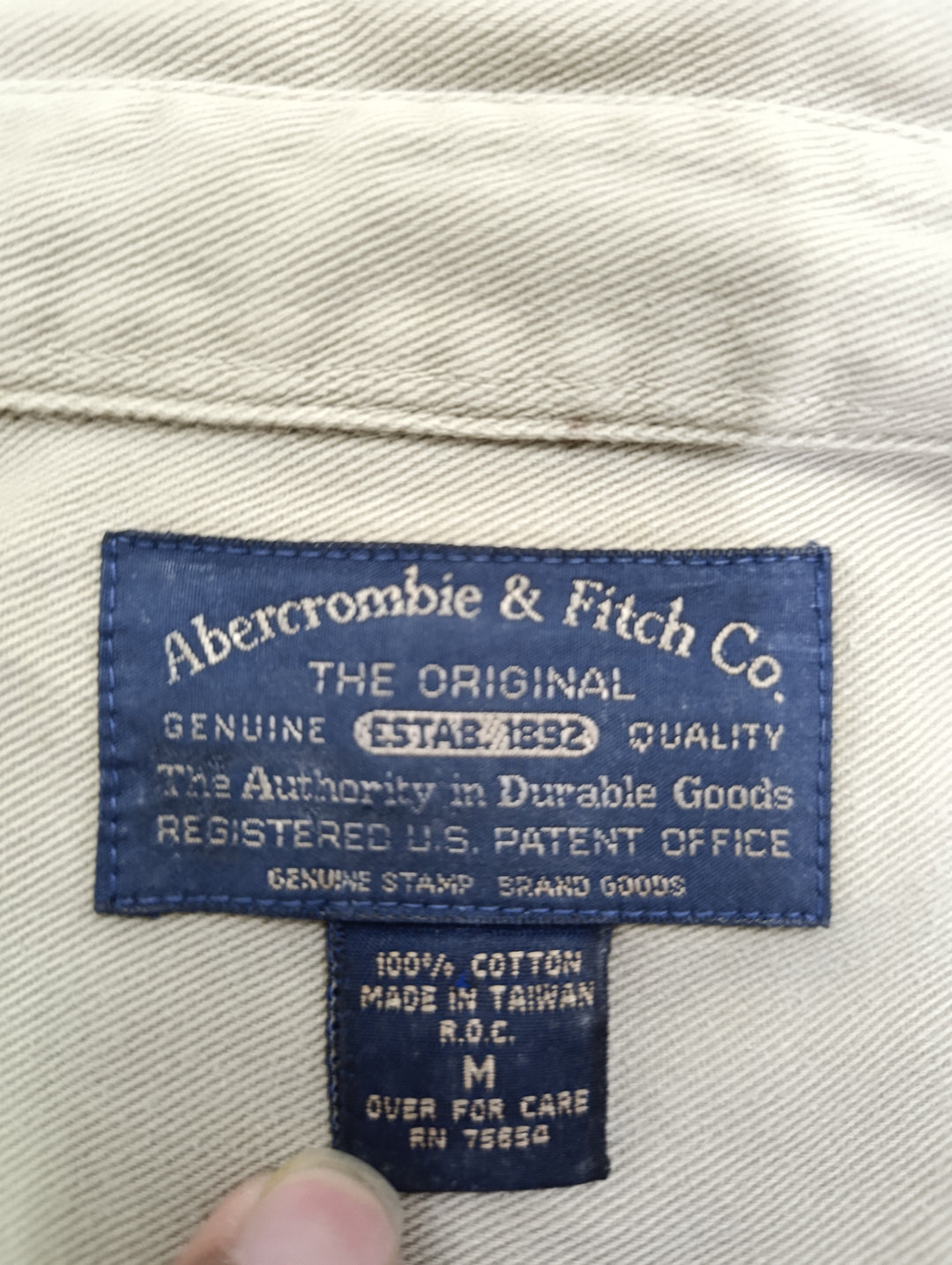 Abercombia &amp; Fitch camicia beige Taglia M Made in Taiwan vintage usato