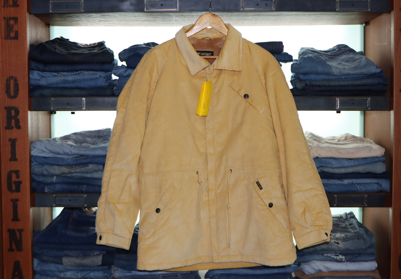 Wrangler Blue Bell giacca in velluto beige taglia L nuovo deadstock
