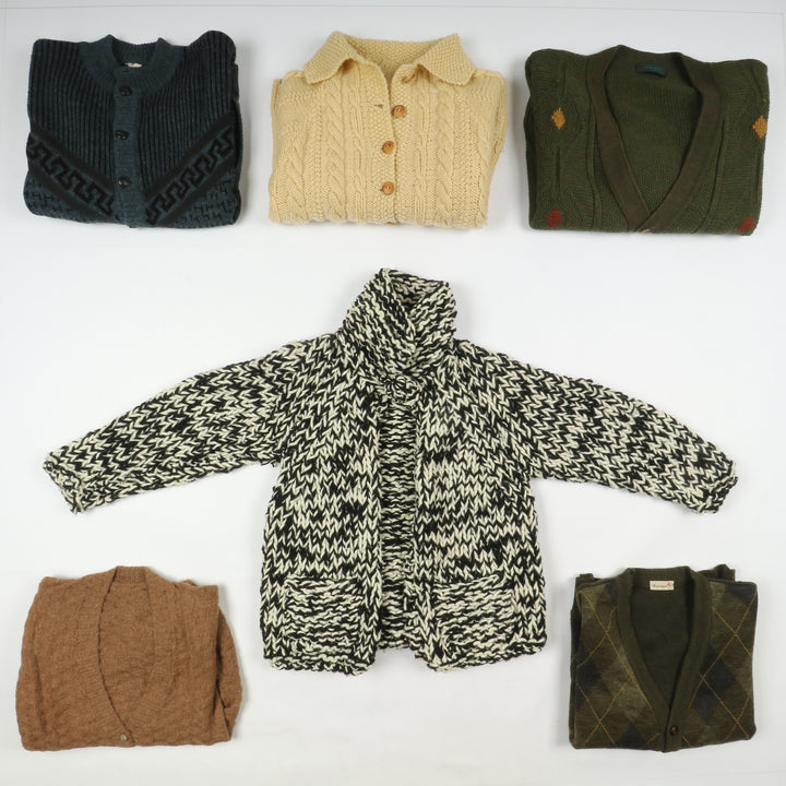 Cardigan vintage in lana box da 20 pz uomo e donna colorati