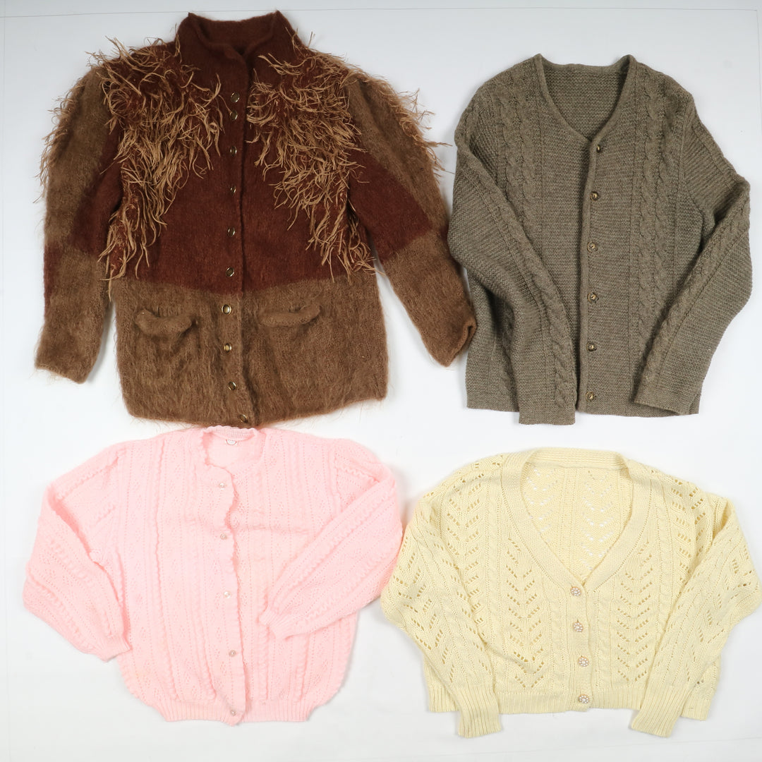 Cardigan vintage in lana box da 22 pz uomo e donna colorati